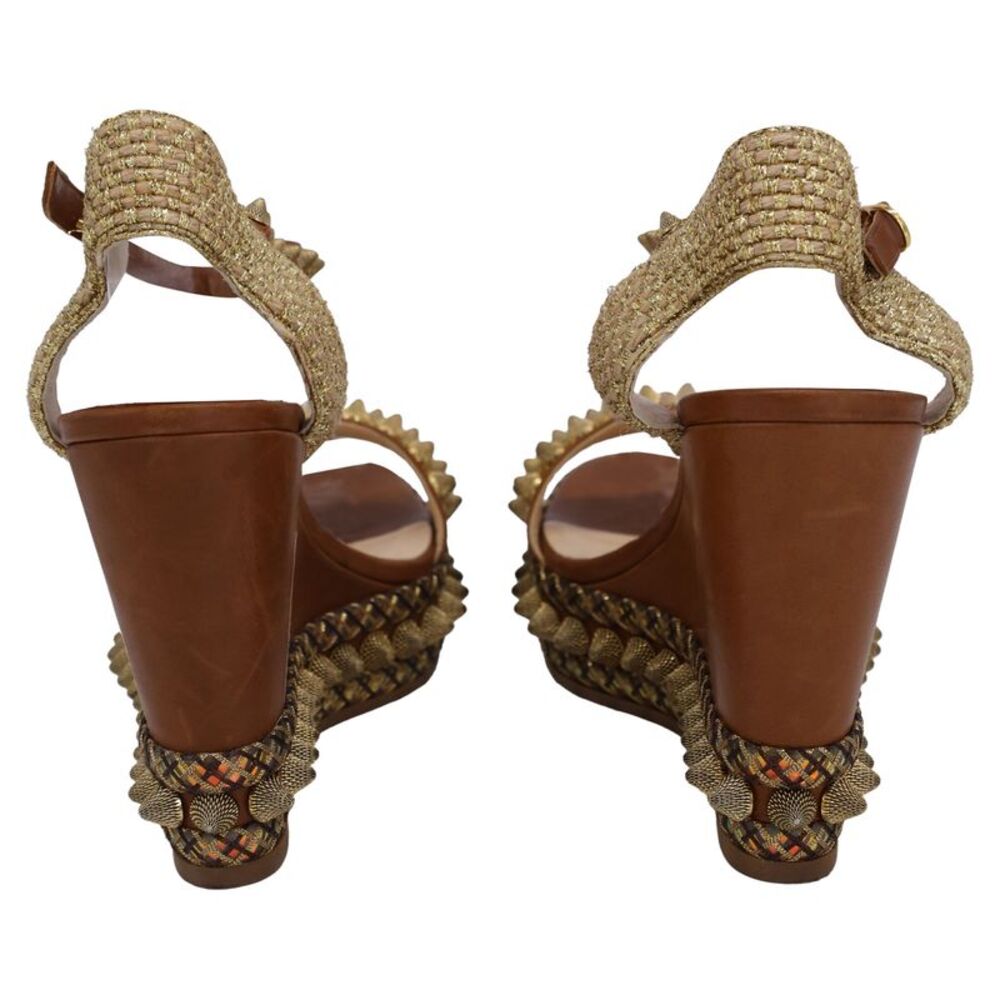 Christian Louboutin Cordorella Spiked Wedge Shoes in Brown Leather - Picture 3 of 7